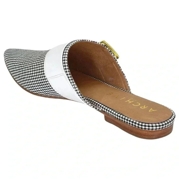 Archive Bond Gingham Checkered Fabric Womens Flat Mules Size 7.5M - Picture 10 of 16